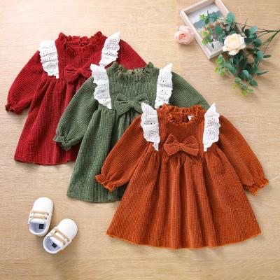 China Hot Selling Anti-wrinkle New Design Spring Baby Dress High Quality Corduroy Long Sleeves Cute Baby's Dresses for sale