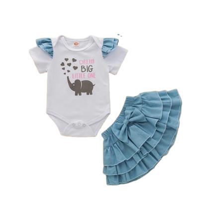 China Best Selling Professional Factory Breathable Most Good Product Blue Back 2 Piece Baby Pajamas Set Girl Skirt And Top for sale