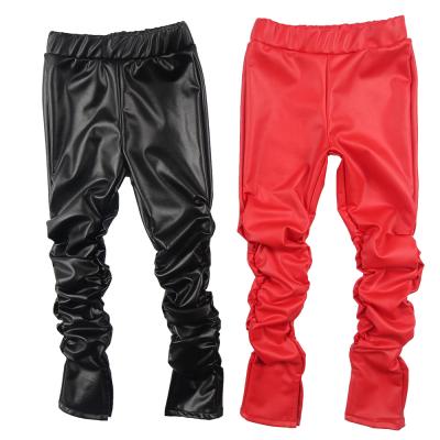 China 2021 Newest Wholesale Spandex/Polyester Kids Summer Leather Pile Pants Toddler Girls Stacked Pants Set Can Add Logo With Small Moq for sale