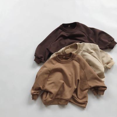 China Factory Wholesale Cute Crewneck Plain Hoodie 5 Colors Kids Crop Top Baby Brown Set Custom Sweatshirt for sale