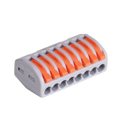 China Universal Quick Connecting Screwless Toolless 8 Pin Wire 222-415 For BV RV CE 400V Lighting Compact Flatten Terminal Block Wire Connector BEYOND OPTICAL RANGE for sale