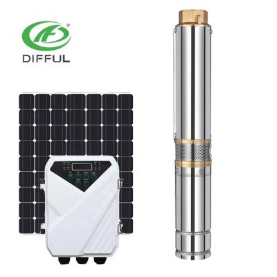 China Agriculture Solar Deep Well Pump 100m Stainless Steel Pump Solar Panel Submersible Water Pump for sale