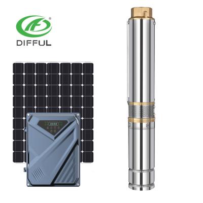 China Agriculture 1.5KW 2HP ACDC Hybrid Solar Deep Well DC Motor Water Pump Brushless Solar Pump for sale