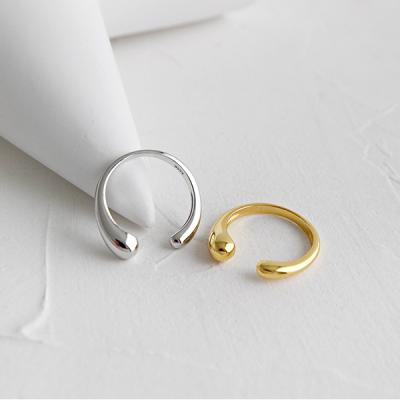 China CLASSIC s925 sterling silver drop line ring for women minimalist asymmetric open adjustable ring for sale