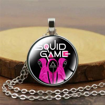 China High Quality Squid Game Korea TV Series Shape Alloy Round Crystal Pendant Necklace for sale