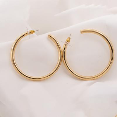 China Romantic Latest Simple Ladies Shape Big Circle Earrings Design Stainless Steel Hoop Earrings for sale