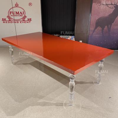 China Modern Unique MDF Top Red Color Acrylic Leg Wedding Table for sale