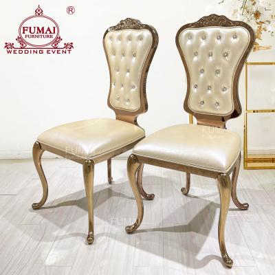 China Modern Foshan Wedding Dining Chair Italian Design , Stainless Steel Gold Frame Chair for sale