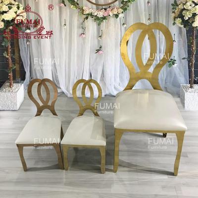 China Modern Wedding Dining Party Flower Gold Metal Back Royal Kids Chair For Child for sale