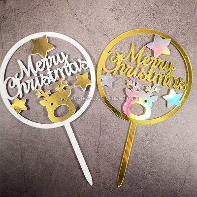 China Festival Stuff Carry Kaile Merry Christmas Cake Topper DIY Acrylic Double Layer Cake Tool for sale