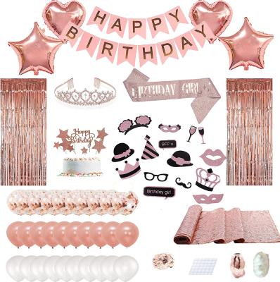 China Carry Kaile Hot Sale Rose Gold Disposable Eco-Friendly Birthday Party Decorations For Women Or Girls for sale