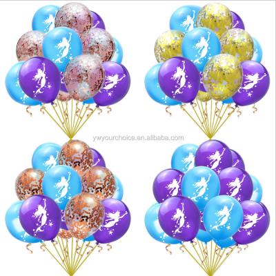 China Latex Wholesales Mermaid Theme Party Purple Latex Balloons Confetti Balloons Bundle Tassels Happy Birthday for sale