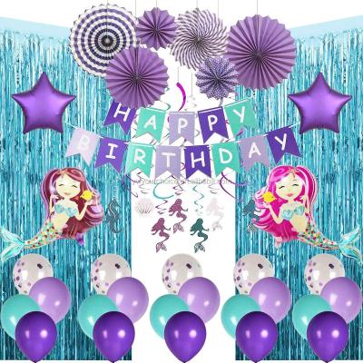 China Lovely Carry Kaile 50 PCs Kids Birthday Little Mermaid Theme Party Decoration Kit Party Supplies for sale