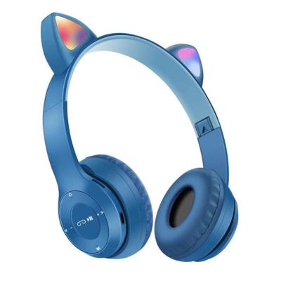 China Newest Popular Design Foldable Hot Selling Headphones Perfect Sound Perfect Sound Canceling Wireless Stereo Headphones Led Cat Ear Headphones for sale