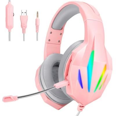 China Earphone New Arrival J5 Earphone 7.1 Edge Gaming Headphones Led Light Breathing Cute Headset For Girls for sale