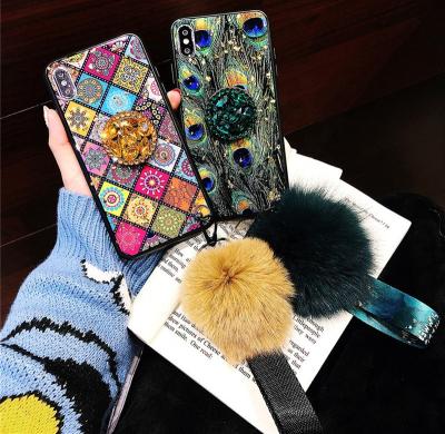 China Eco-friendly Phone Case For iPhone 11 XS max X 8 7 6 Plus Soft TPU Fashion Phone Case With Fur Ball Wrist Strap for sale