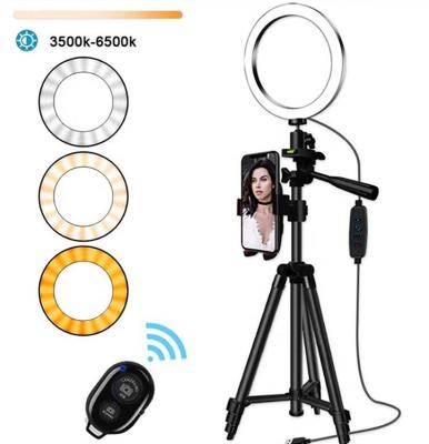 China For Live Broadcast Cell Phone Holder 10 Inch 1506 LED Lamp For Photographic Selfie Ring Light With Tripod Stand Makeup Mobile Phone Holder for sale