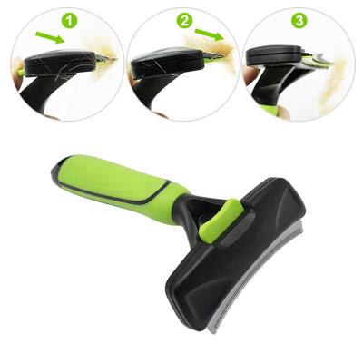 China Sustainable Self Cleaning Pet Grooming Tool Blade Deshedding Brush Comb For Dog Cat Hair Shedding for sale