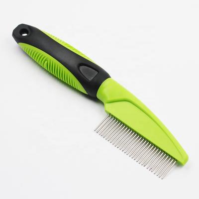 China Viable Pet Hair Grooming Rotating Stainless Steel Pin Comb For Dogs And Cats for sale