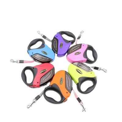 China Viable New Products Wholesale Custom Logo Automatic 5m Retractable Pet Nylon Material Reflective Printing Leash For Large Dog for sale