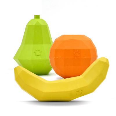 China Orange Dogs Banana Pear Shapes Scented Rubber Food Treat Dog Toys For Promotion Gifts for sale