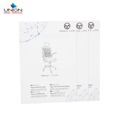 China paper & Custom Cardboard Saddle Stitch Coated Black White Brochure Booklet Paper Offset Paper Color Instruction Book Manual Print for sale