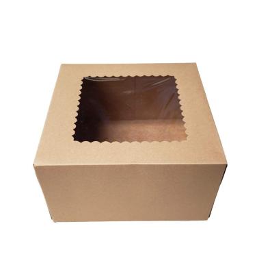 China Recyclable Cardboard Cake Dessert Packaging Window White Kraft Paper Box for sale