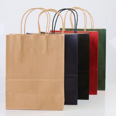 China Recyclable Recyclable Kraft Paper Bag With Your Own Logo Custom Shopping Paper Bag For Food With Handle for sale