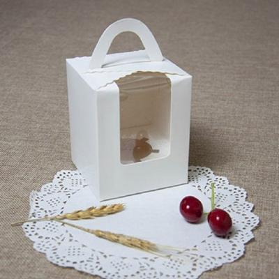 China Factory Wholesale Single Portable High Quality Single Cupcake Box Recyclable With Handle for sale