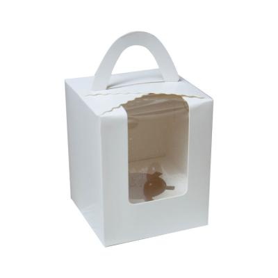 China New Recyclable Cute Portable High Quality Simple Small Cupcake Paper Box With Handle for sale