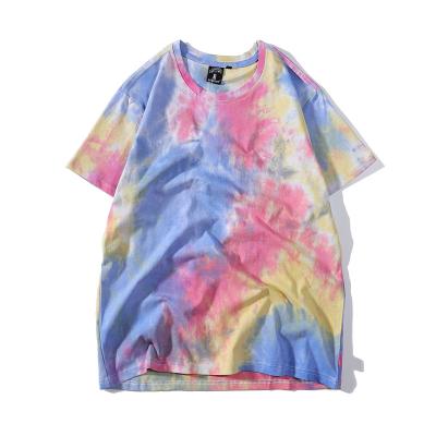 China Custom Made Casual Loose Shorts Anti-wrinkle Logo Print Sheath Breathable Comfortable Hip-hop Street Tie Dyeing T-shirts for sale