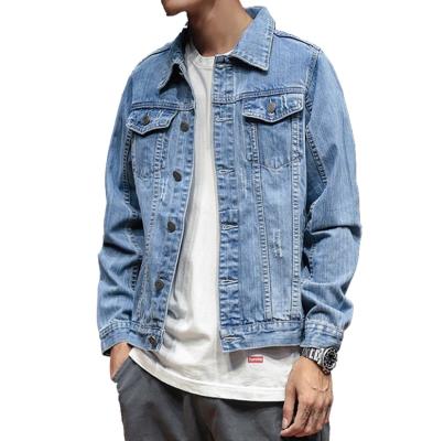 China Europe and America waterproof logo blue jeans wholesale custom made jackets men's simple denim jacket for sale