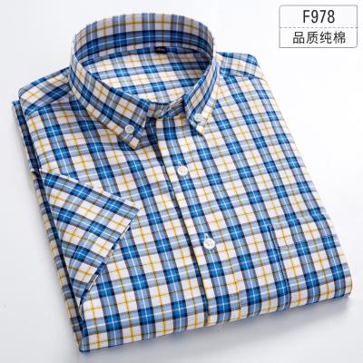 China Men's Cotton Rouverains Anti-pilling Summer Plaid Shirt Top Men's Leisure Half Sleeve Shirt NEW for sale