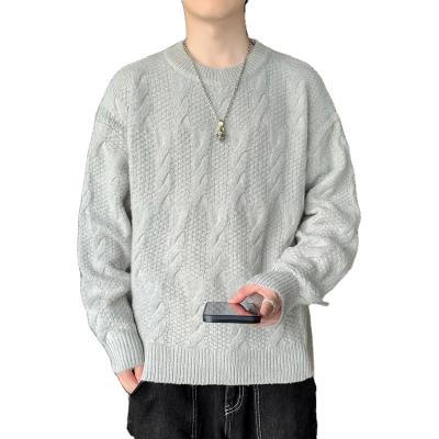 China Anti-Wrinkle Men's Merino Wool Sweater Winter Crewneck 100% Sleeve Pullover Long Chunky Cable Knit Sweater for sale