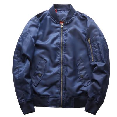 China Waterproof Mens Outdoor Wear Zipper Up Casual Lightweight Satin Baseball Coat Flight Bomber Jackets for sale