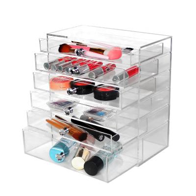 China Products Show Beautiful Office Six Tiers Home Use Makeup Customized Clear Acrylic Organizer for sale