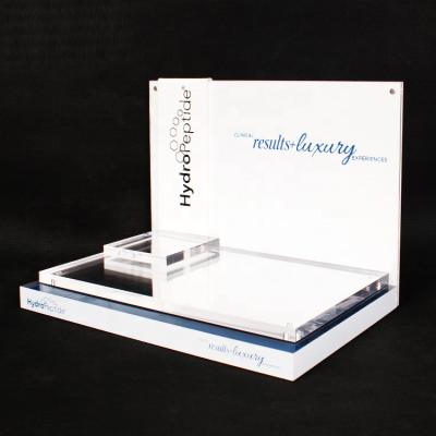 China Unique Custom Retail Display Eco - Friendly For Office Skincare Cosmetic Display Stand Counter for sale