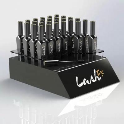 China Display Stand Customized Beautiful Black Acrylic Makeup Desktop Display Stand With Printing for sale