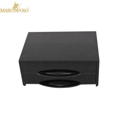 China Viable China Suppliers Customized Hotel Black Acrylic Jewelry Case Organizer Box With 2 Drawers for sale