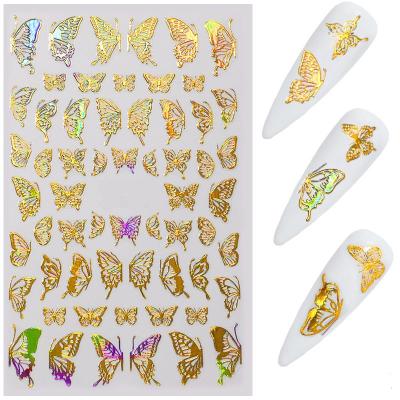 China Environmental Protection SS Border Bronzing Stereo Laser Nail Art Butterfly 3D Sticker Nail Decal Nail Sticker for sale