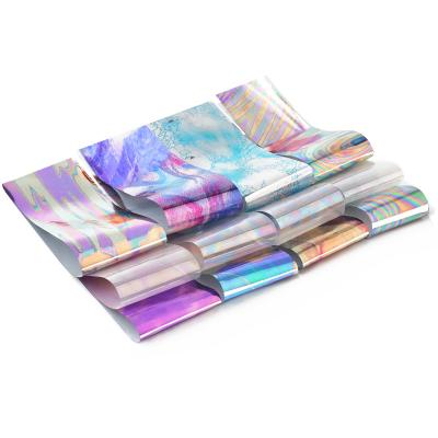 China Environmental Protection Candy Colorful Mixed Nail Foil Glass Paper Adhesive Nail Art Decal Starry Sky Envelopes Transfer Stickers for sale