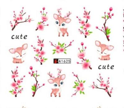 China New Environmental Protection A1069-1656 12pcs Cute Watermark Nail Stickers Nail Stickers Sunflower Sunflower Leopard Daisy Pink Printing for sale