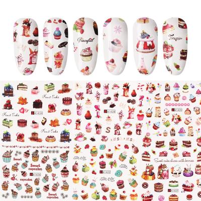 China 24PCS Environmental Protection Summer Nail Stickers Ice Cream Cake Watermark Stickers Nail Donut Nail Stickers for sale