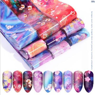 China 10pcs/box New Environmental Protection Nail Flower Star Series Laser Star Paper Decoration Water Transfer Nail Art Stickers for sale