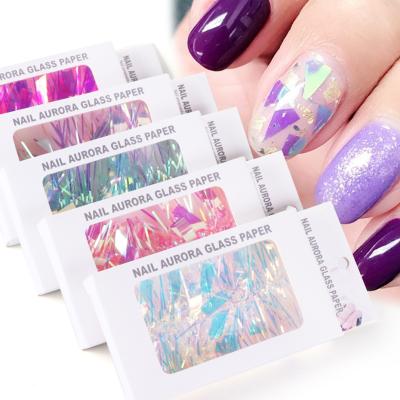 China Glass Nail Art Decoration Nail Foil Laser Mirror Wholesale New Design Environmental Protection Decals Stickers for sale