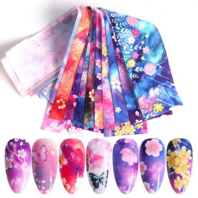 China Latest Environmental Protection Butterfly Nail Aluminum Set Adhesive Nail Art Decal Star Starry Sky Envelopes Transfer Stickers for sale