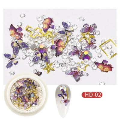 China 3D Glass Butterfly Mix Metal Nail Charm Nail Art Film Charm DIY Decorative Accessories Nail Art Butterfly for sale