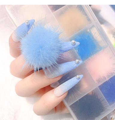 China Mink Wool 3D Removable Soft Magnetic Pompom Nail Art 24 Pieces Box /1 Box Plush Plush Nail Magic Charm Mink Ball Nail Ornaments (Ball) for sale