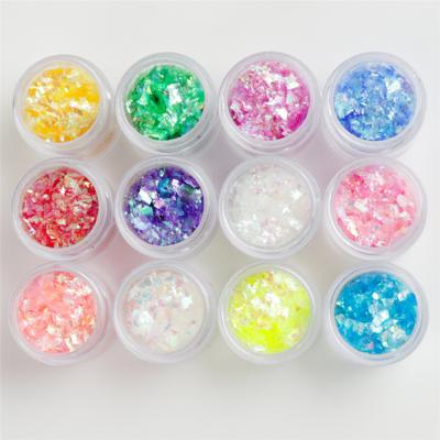 China Irregular Environmental Protection Nail Art Jewelry Shell Paper Dazzle Shell Powder Soft Cellophane Soft Cellophane Nail Jewelry for sale