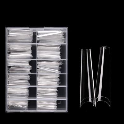 China 240pcs/box French Nail Tip Gel Xxl Nails Full Cover Half Extension System Transparent Cowboy Long/Natural False Nail Art Tips for sale